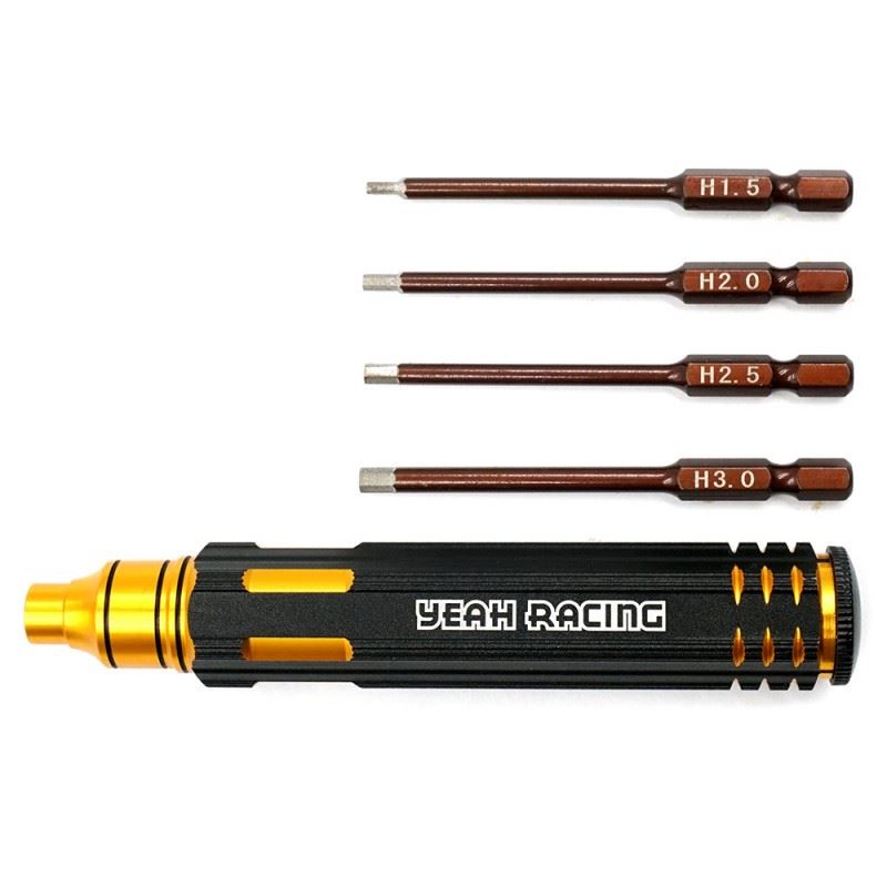 Yeah Racing 4 In 1 Hex Screwdriver Wrench 1.5-3.0mm Black Gold