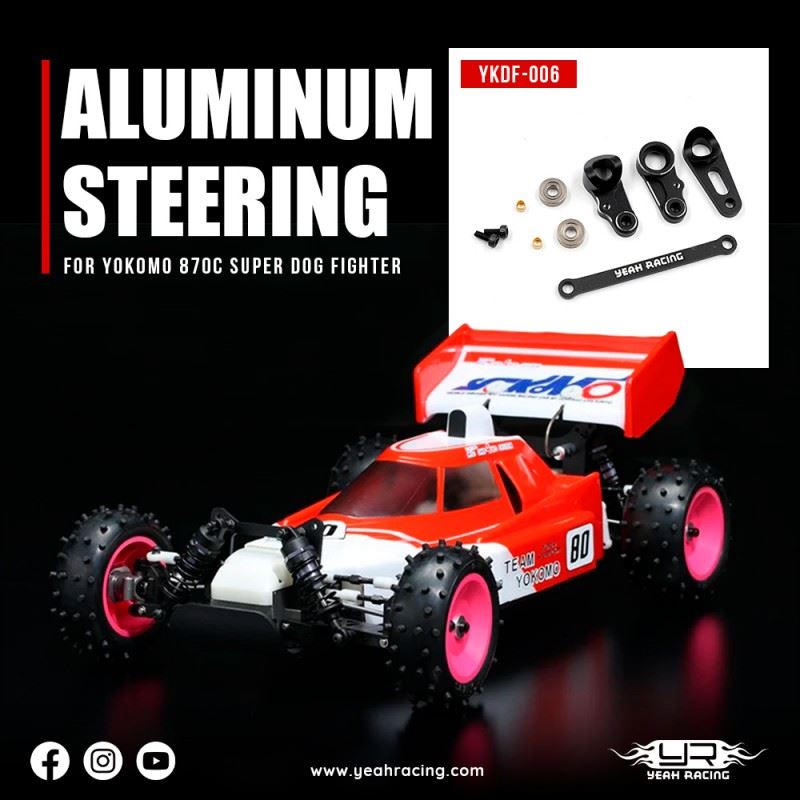 Yeah Racing Aluminum Steering W/Bearing Set For Yokomo 870C Super Dog Fighter Yz10 2023 Works '91