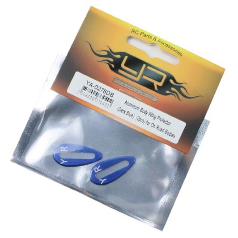Yeah Racing Aluminum Body Wing Protector (Dark Blue) (2pcs) for On Road Bodies