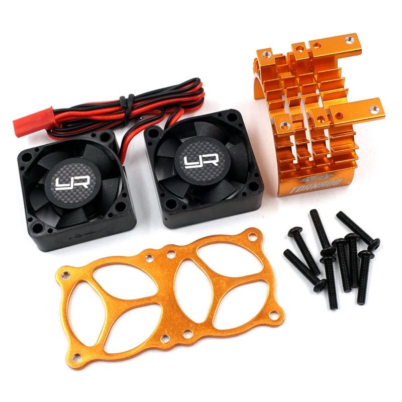 Yeah Racing Aluminium 540 550 Motor Heat Sink w/Twin Tornado High Speed Fan Orange