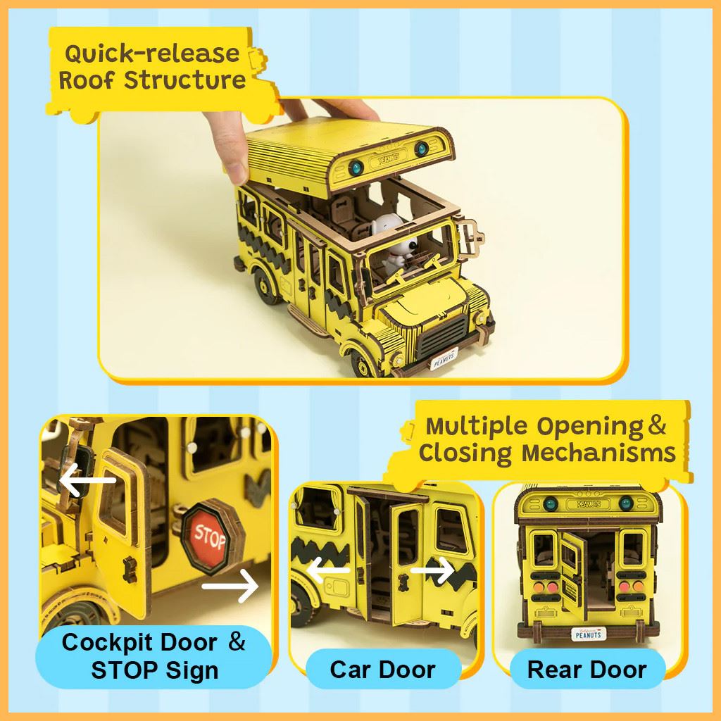 Puremind Peanuts™ Snoopy Yellow School Bus