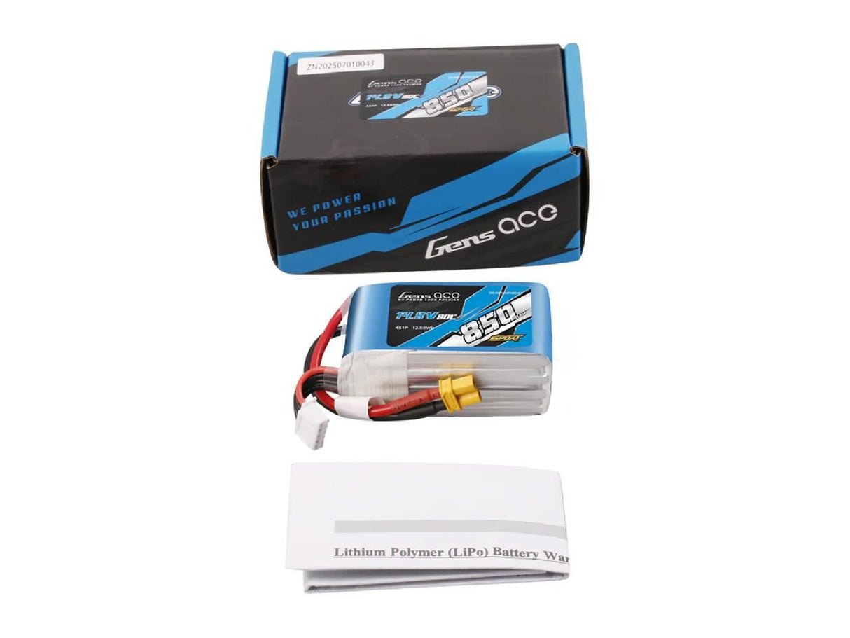Gens Ace Li-Po 4S 14.8V 850Mah 80C With Xt30
