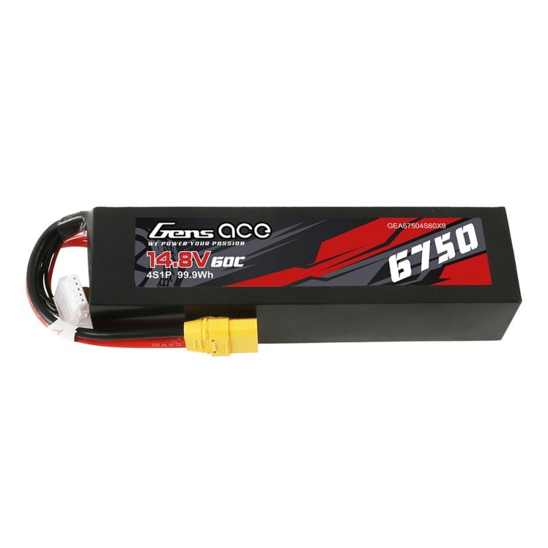 Gens Ace 6750Mah 14.8V 60C 4S 1P Lipo Battery Pack Pc Material Case With Xt90 Plug