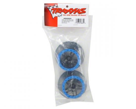 Traxxas Wheels, Sct Ss Blk/Blue Bead (