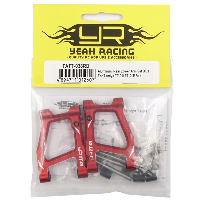 Yeah Racing Aluminum Rear Lower Arm Set For Tamiya TT-01 TT-01E Red