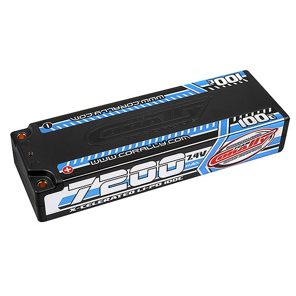 Corally Xcelerated 100C Lipo Battery 7200 Mah 7.4V Stick 2S 4Mm Bullit