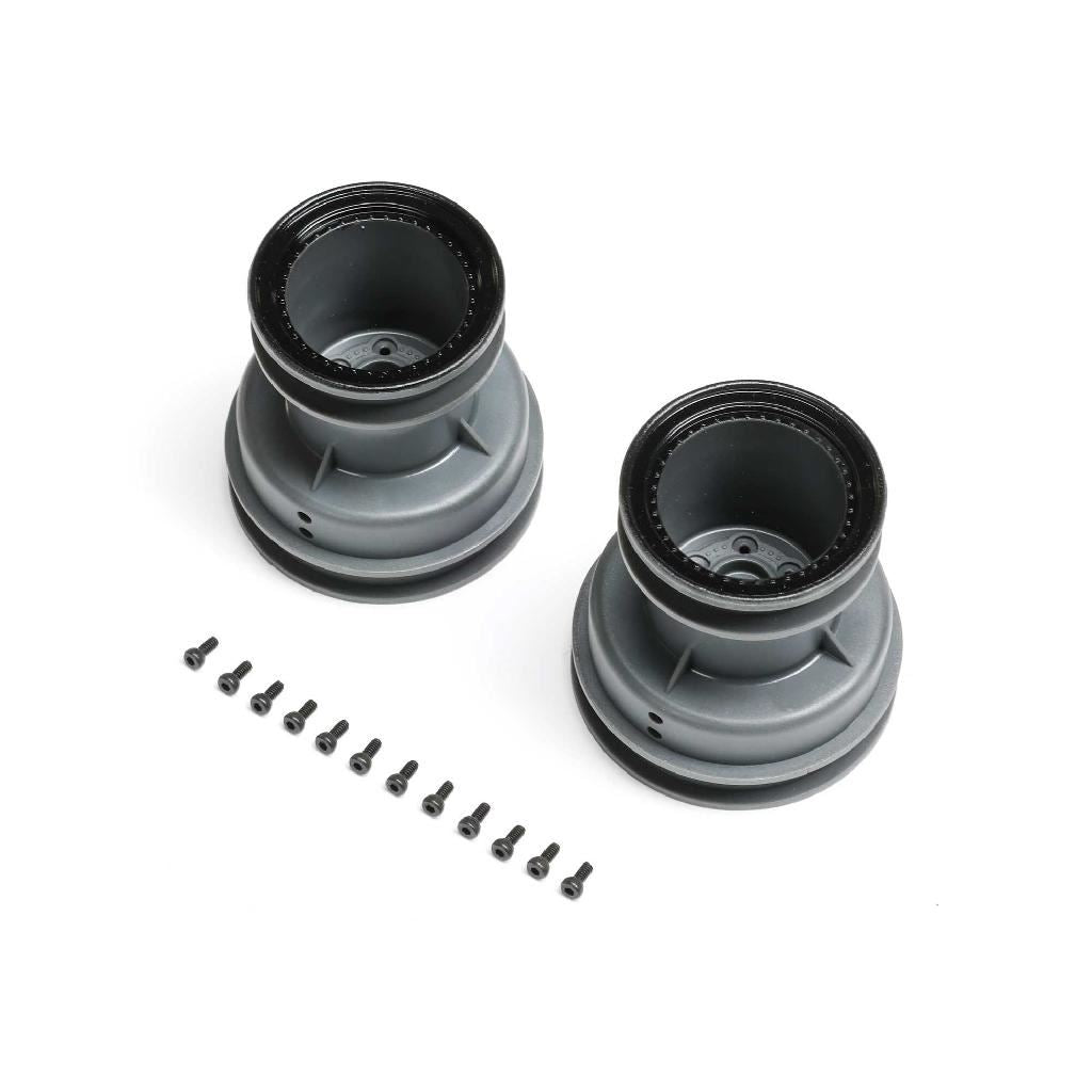 Losi Mt Wheel, Black Beadlock, Light Grey (2): Mini Lmt