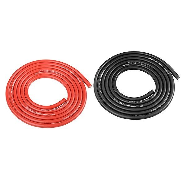 Corally Ultra V+ Silicone Wire Super Flexible Black And Red 14Awg 1018/0.05 Strands Od 3.5mm 2X 1M