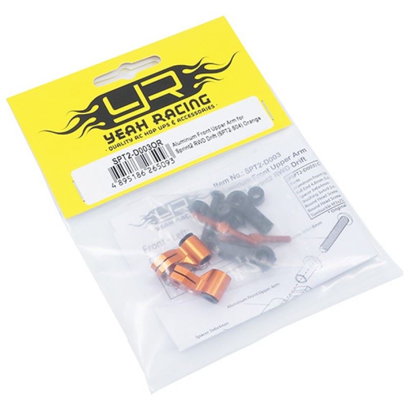 Yeah Racing Aluminum Front Upper Arm for Sprint 2 RWD Drift SPT2-S04 Orange