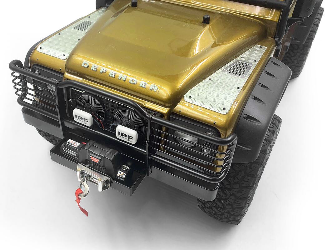 RC4WD CAMEL BUMPER W/ WINCH MOUNT & IPF LIGHTS FOR TRAXXAS TRX-4 LAND ROVER DEFENDER
