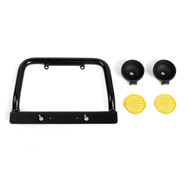 RC4WD STEEL PUSH BAR FRONT BUMPER W/ YELLOW FLOOD LIGHTS FOR RC4WD GELANDE II 2015 LAND ROVER DEFEND