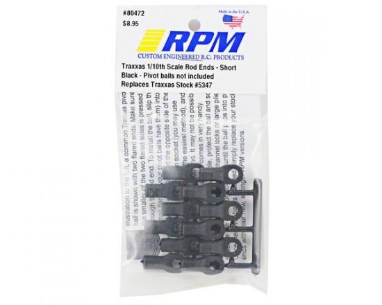 RPM TRAXXAS SHORT ROD ENDS - BLACK (12)