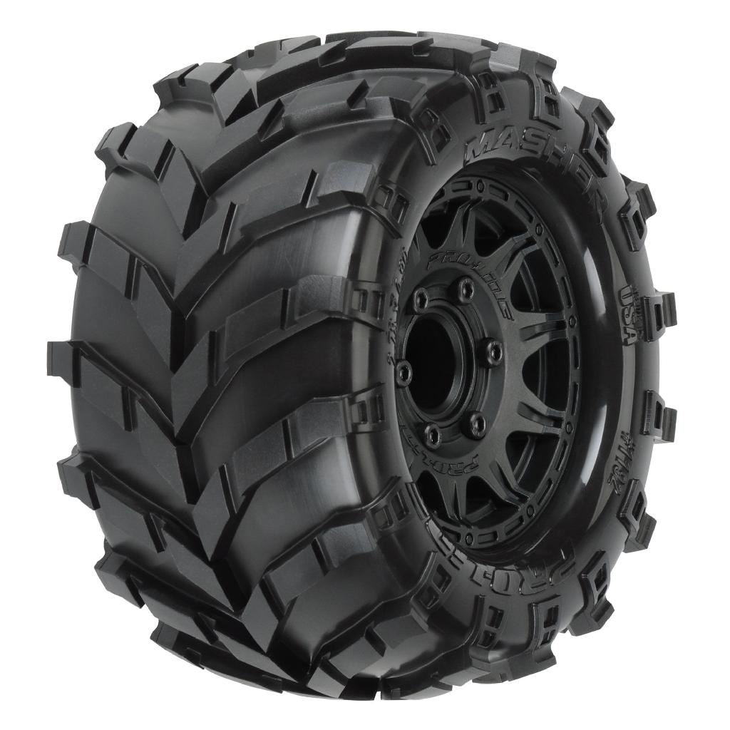 Proline 1/10 Masher Front/Rear 2.8In Mt Tires Mounted 12mm Blk Raid (