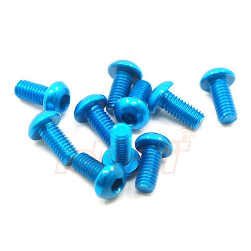 Yeah Racing Aluminum 7075 3x10mm Hex Socket Button Head Screws 10pcs Blue