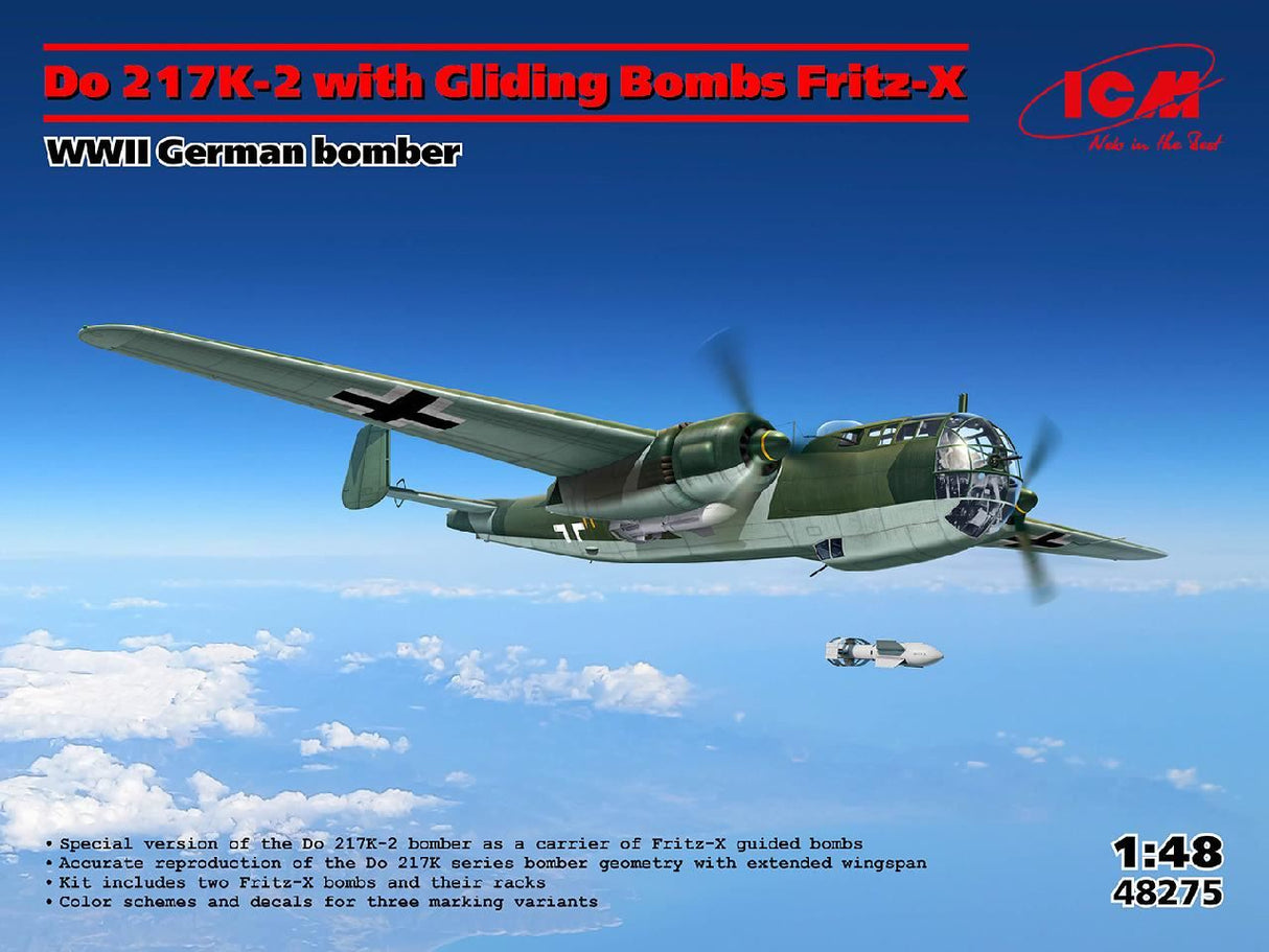 Icm Do 217K-2 With Gliding Bombs Fritz-X, Wwii German Bomber