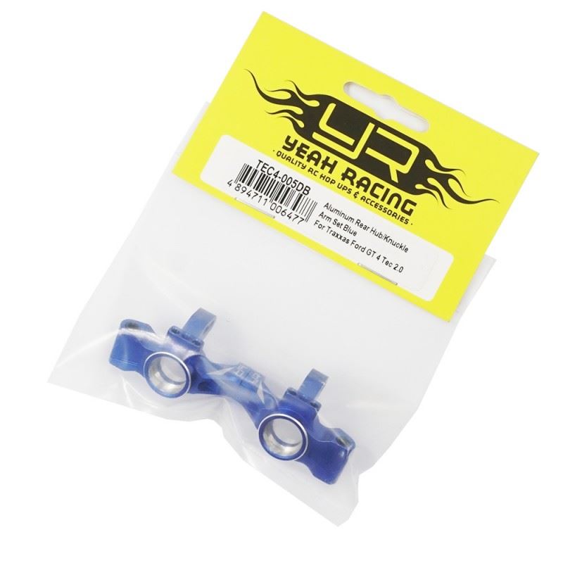 Yeah Racing Aluminum Rear Hub Knuckle Arm Set Blue For Traxxas Ford GT 4 Tec 2.0