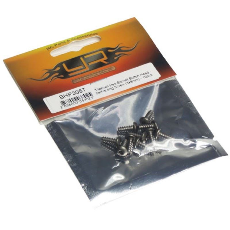Yeah Racing Titanium Hex Socket Button Head Self-drilling Screws M3 x 8mm 10pcs