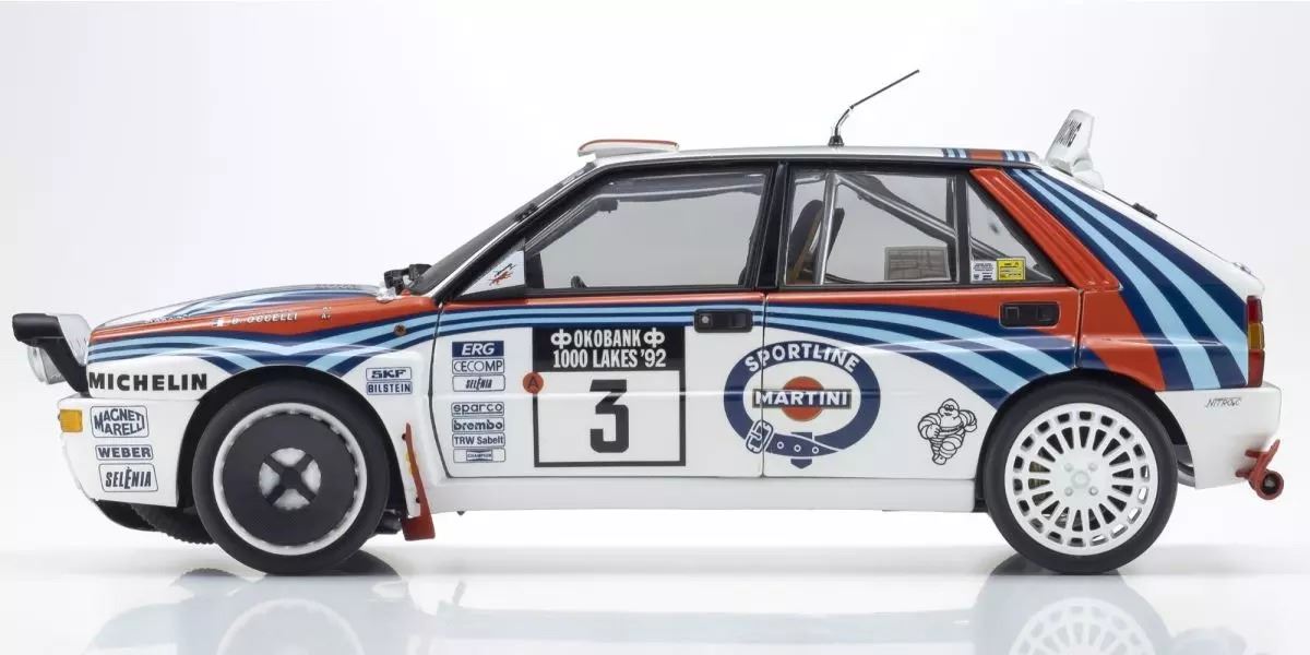Kyosho 1:18 Lancia Delta Integrale Evo 1000 Lakes 1992 Martini Nr.3