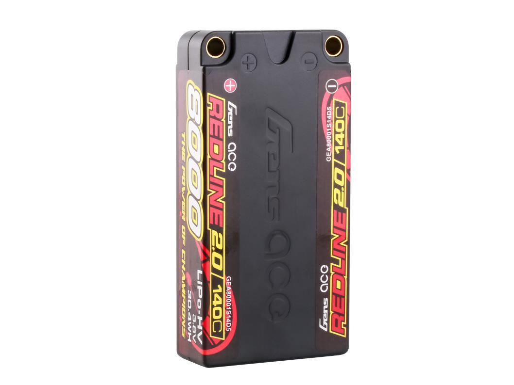 Gens Ace Li-Po HV Car Hard Case 1S2P 3.8V 8000mAh 140C RL2 Short 5mm