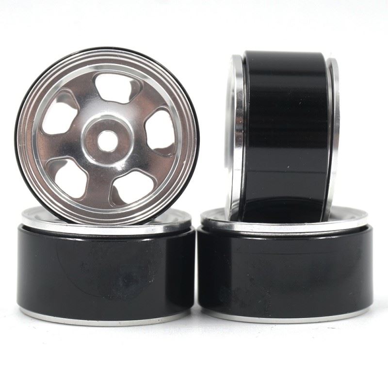 Yeah Racing Aluminum CNC 5 Spoke Beadlock Rim 4pcs For Axial SCX24 Silver