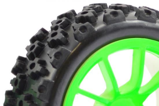 FASTRAX 1/10 STREET/RALLY TYRE 10SP NEON GREEN WHEEL