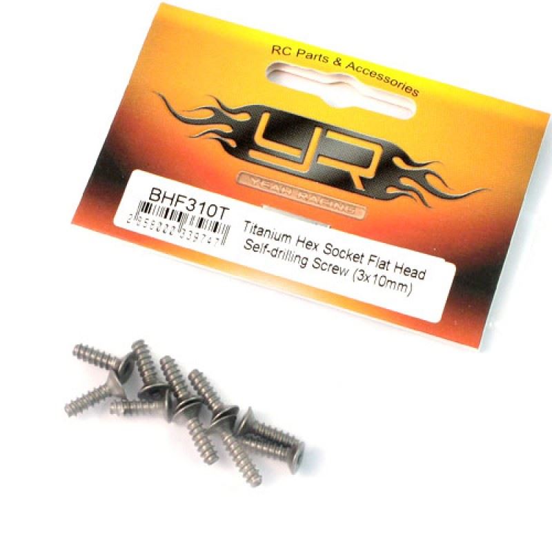 Yeah Racing Titanium Hex Socket Flat Head Self-drilling Screw M3x10mm 10pcs