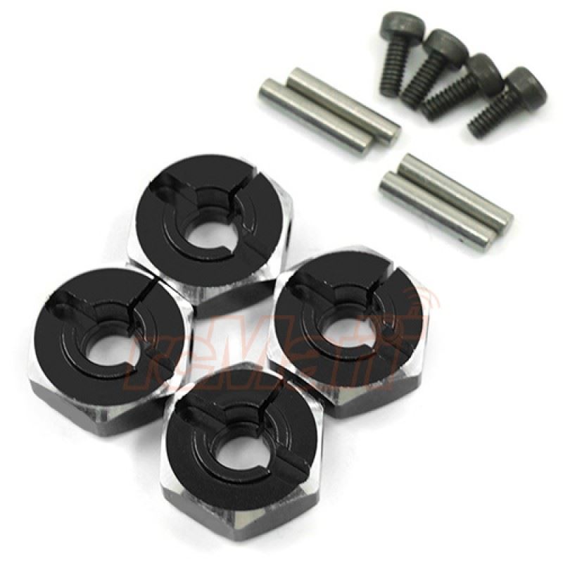 Yeah Racing Aluminum Hex Adaptor Set 12x5.5mm For 1/10 RC Touring Drift Crawler Black