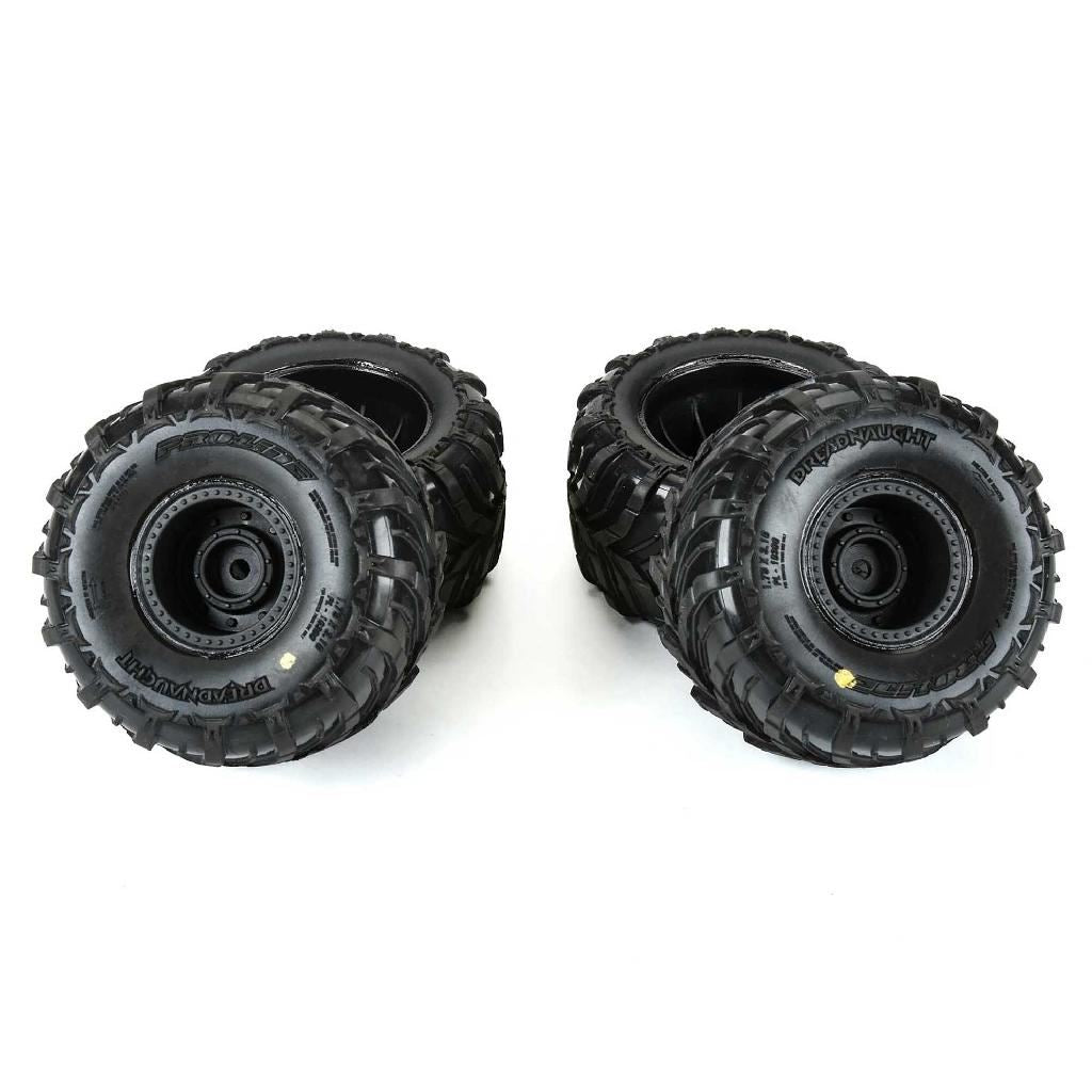 Pro-Line Dreadnaught Mounted Black Wheel F/R (4) For Arrma Gorgon/Qua