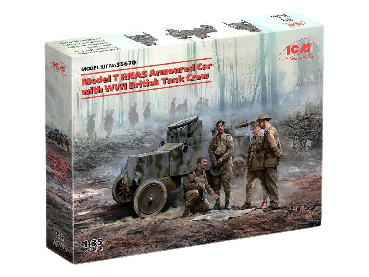 Icm Model T Rnas Armoured Car With 4 Wwi British Tank Crew Figures
