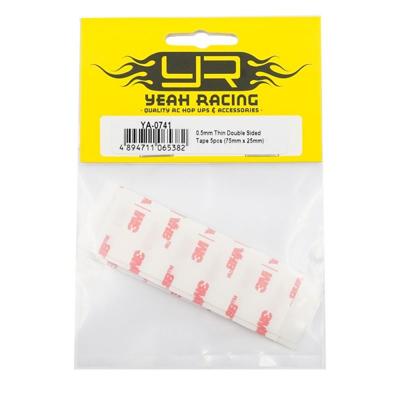 Yeah Racing 0.5Mm Thin Double Sided Tape 5Pcs (75Mm X 25Mm)