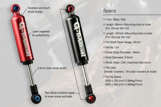 GMADE G-TRANSITION SHOCK RED 90MM (4) FOR 1/8 CRAWLER