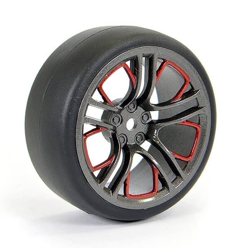 FASTRAX 1/10 (4) DRIFT D1 TYRE w/3MM 10-SPOKE WHEEL- GRAPHTE