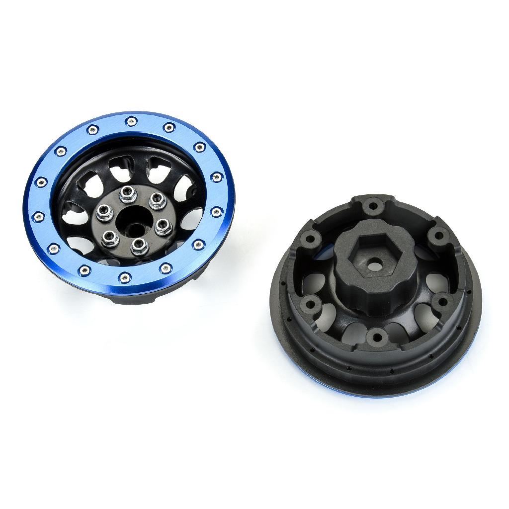 Pro 1/6 Steelies Stamped Steel 2.9In Dual Offset Scx6 Wheels Blue