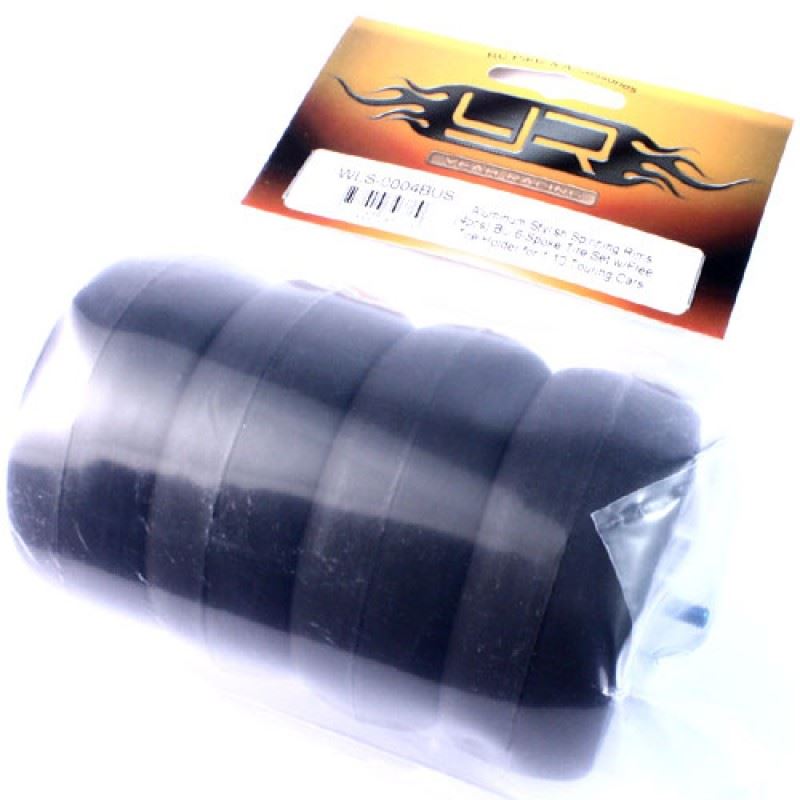 Yeah Racing Aluminum Stylish Spinning Rims (4pcs) BU 6-Spoke Tire Set w/Free Tire Holder for 1:10 Touring Cars