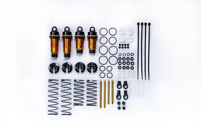 Koswork Ae Rc10 Big Bore 12Mm Buggy Shock Set (F&R) (4) Gold/Black