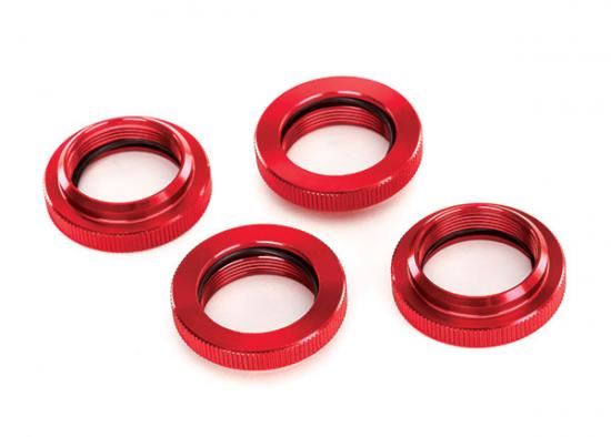 TRAXXAS Spring retainer (adjuster), red-anodised alum,GTX shocks (4)