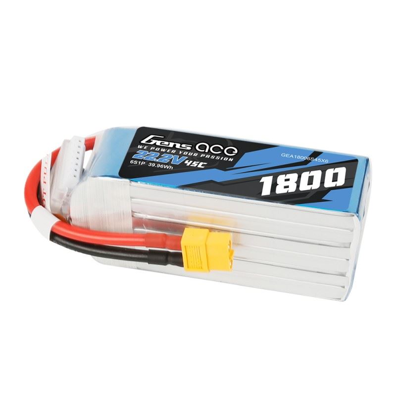 Gens ace 1800mAh 22.2V 45C 6S 1P Lipo Battery Pack
