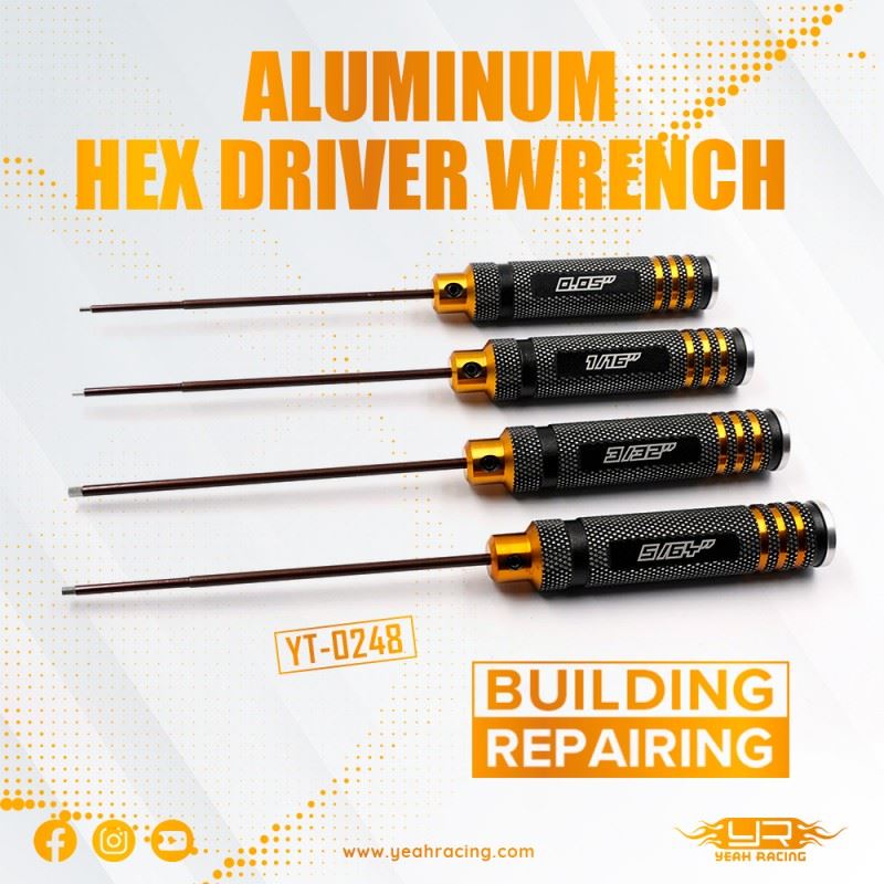 Yeah Racing Aluminum Hex Driver Wrench Combo Set 0.05,1/16, 3/32,5/64 For Rc Car / Rc10