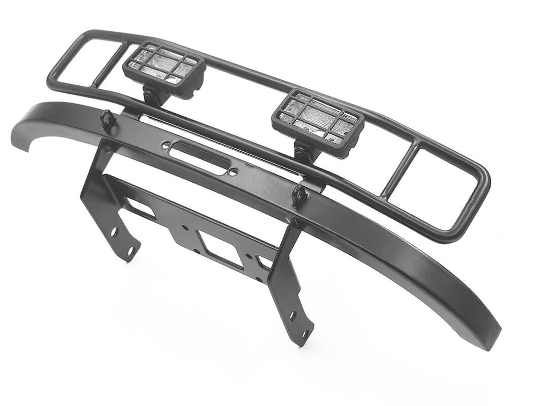 RC4WD RANCH STEEL FRONT WINCH BUMPER W/ LIGHTS FOR AXIAL 1/10 SCX10 II UMG10 (BLACK)