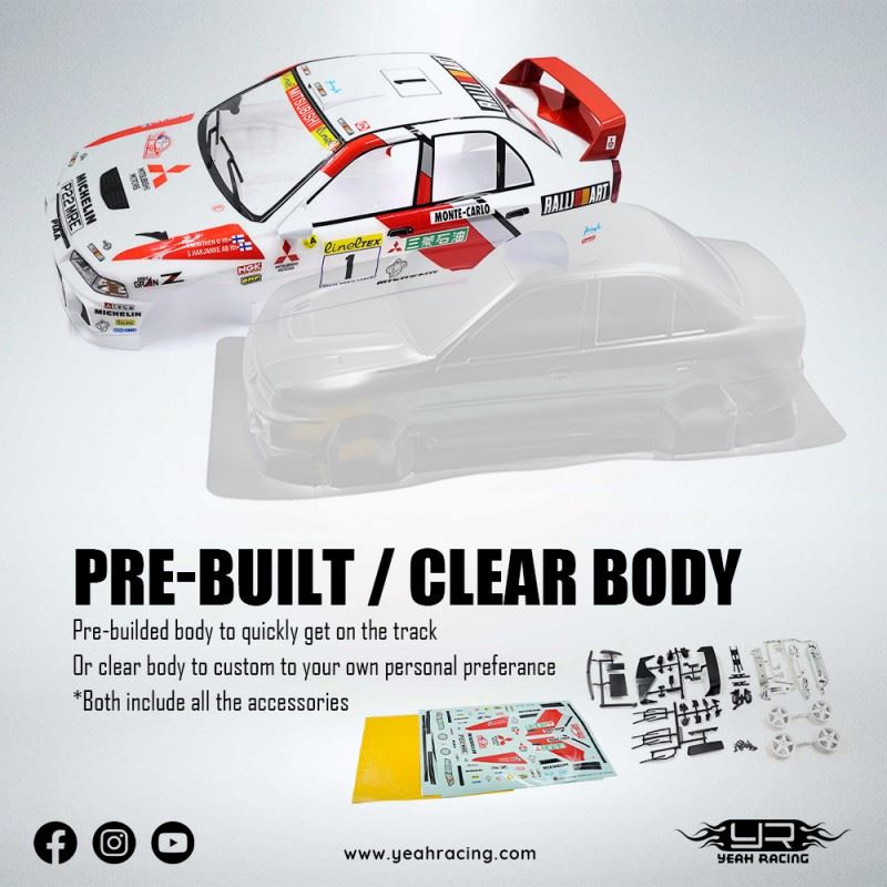 Yeah Racing 1/10 Mitubishi Lancer Evo Iv Rally Catalunya 1997 #1 Clear Body W/Rims Set