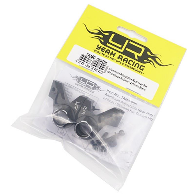 Yeah Racing Aluminum 210mm 225mm Wheelbase Rear Hub 2 pcs Black For Tamiya M07