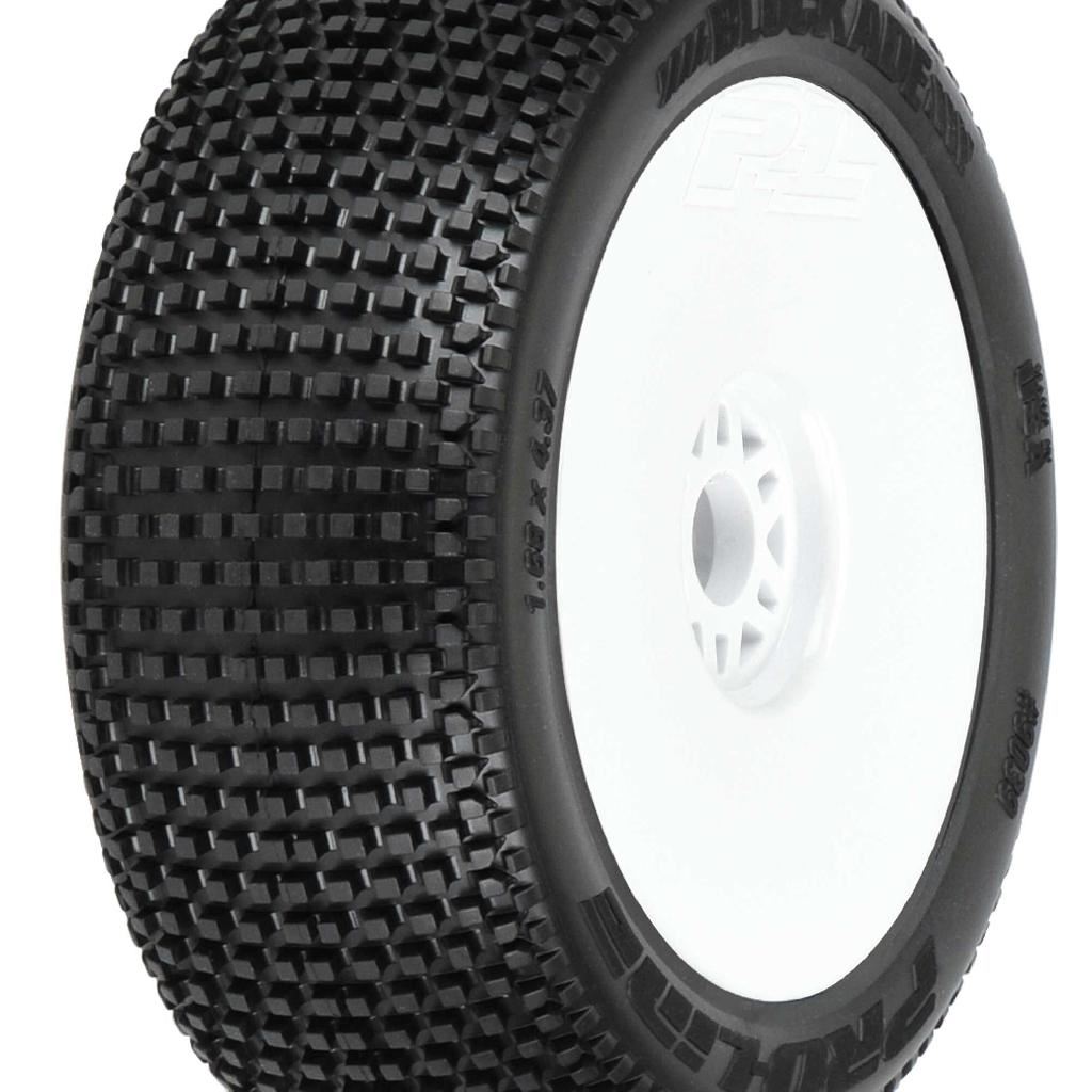 Proline 1/8 Blockade S3 Front/Rear Buggy Tires Mounted 17mm White (2