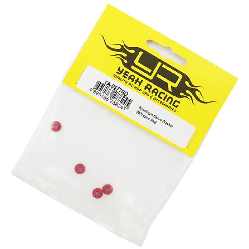 Yeah Racing Aluminum Servo Washer M3 Thread 4pcs Red
