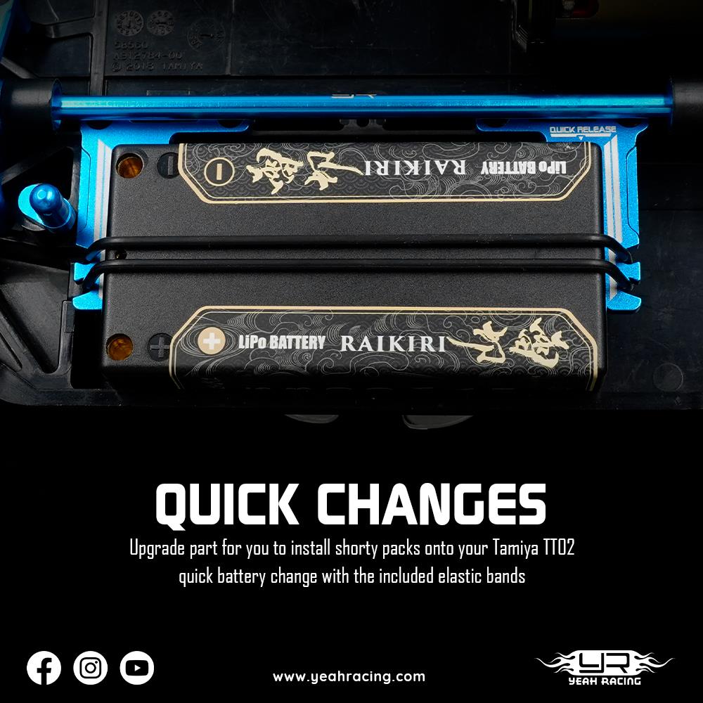Yeah Racing Aluminum Short Battery Holder Set for Tamiya TT02 Series