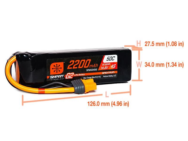Spektrum 2200mAh 4S 14.8V SMART G2 50C IC3 -