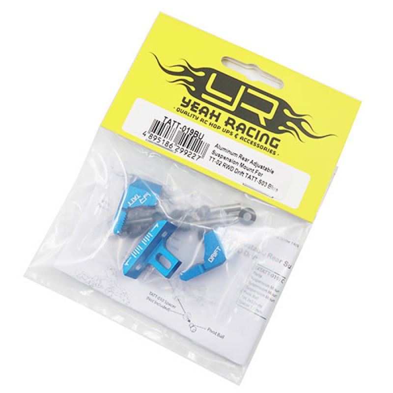 Yeah Racing Aluminum Rear Adjustable Suspension Mount For TT-02 RWD Drift TATT-S03 Blue