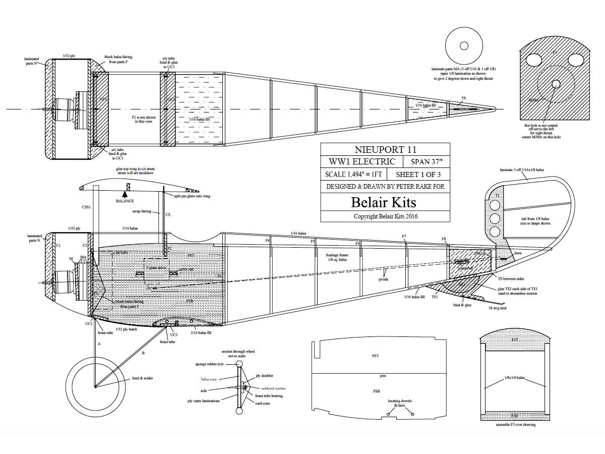 BAIR Nieuport 11 37inelectric scale kit