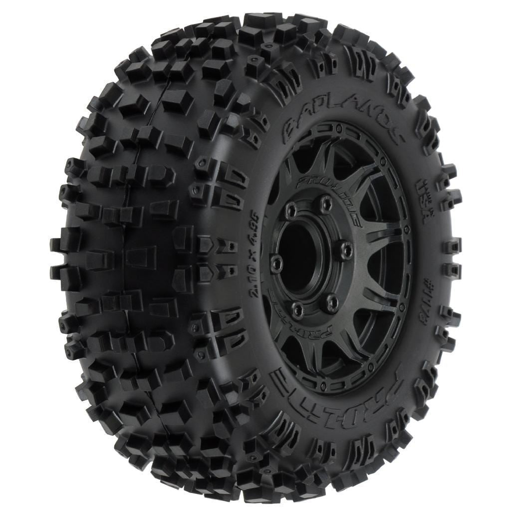 Proline 1/10 Badlands Front/Rear 2.8In Mt Tires Mounted 12mm Blk Raid