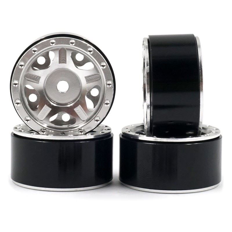 Yeah Racing Aluminum CNC 5 Spoke Beadlock Rim 4pcs For Axial SCX24 Silver