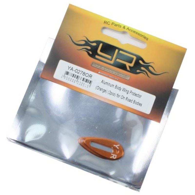 Yeah Racing Aluminum Body Wing Protector (Orange) (2pcs) for On Road Bodies